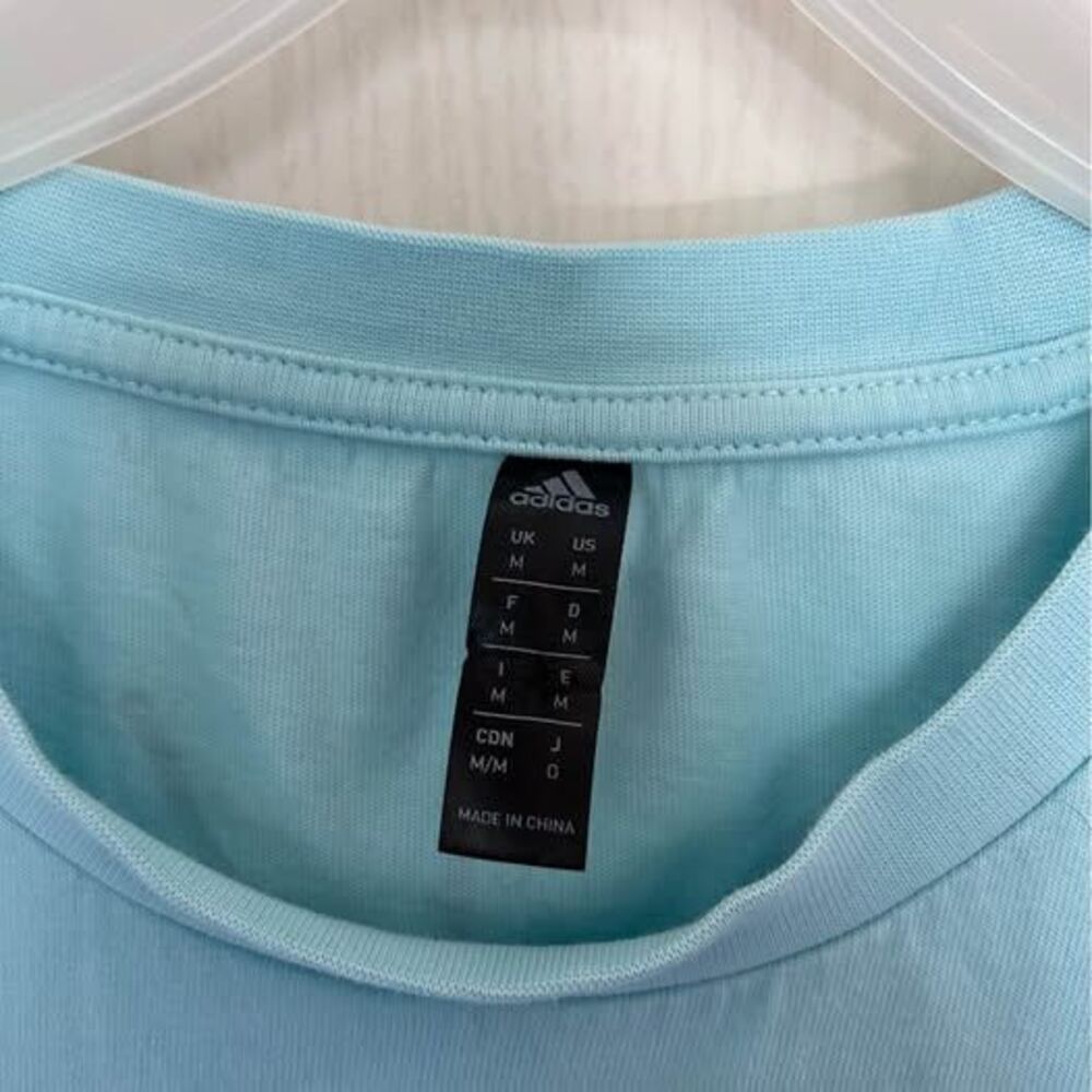 Adidas Graphic T-Shirt Mens Size Medium Light Blue Short Sleeve Chest Back Print - Picture 4 of 8
